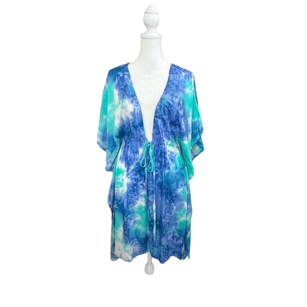 Blue and Green Tie-Dye Swim Coverup